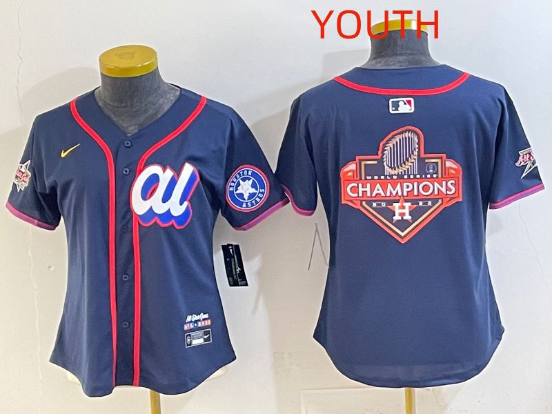 Youth 2025 Houston Astros Blank Drak Blue All star Nike MLB Jersey style 09